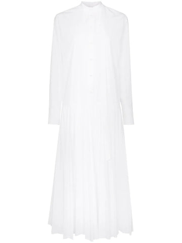 Valentino Garavani Pleated Cotton Blend Poplin Dress