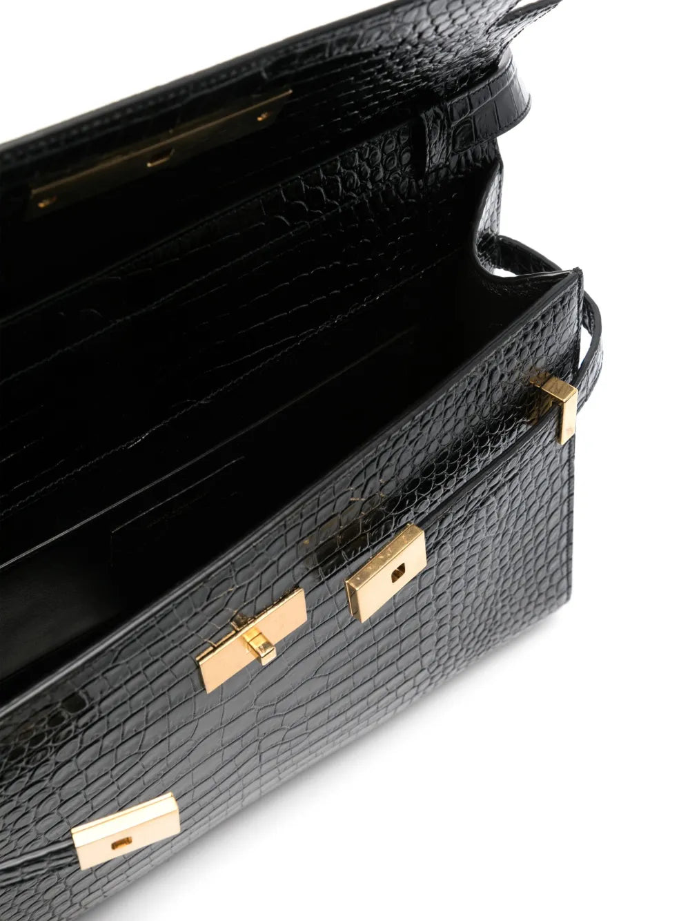 Saint Laurent Manhattan Crocodile Embossed Shoulder Bag