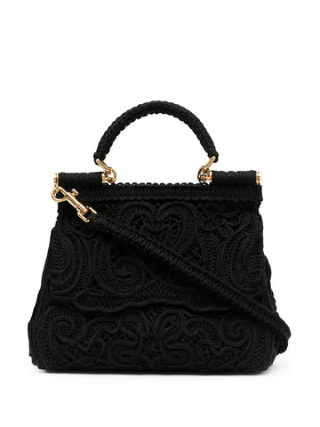 Dolce Gabbana Small Sicily Lace Top Handle Bag