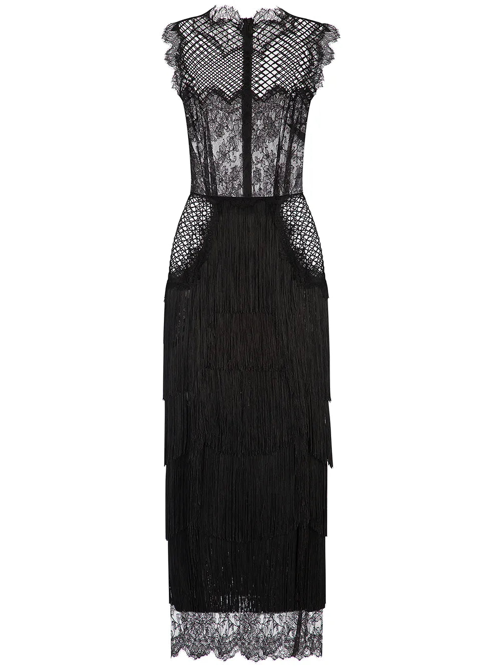 Dolce Gabbana Fringe Detail Lace Sheath Dress