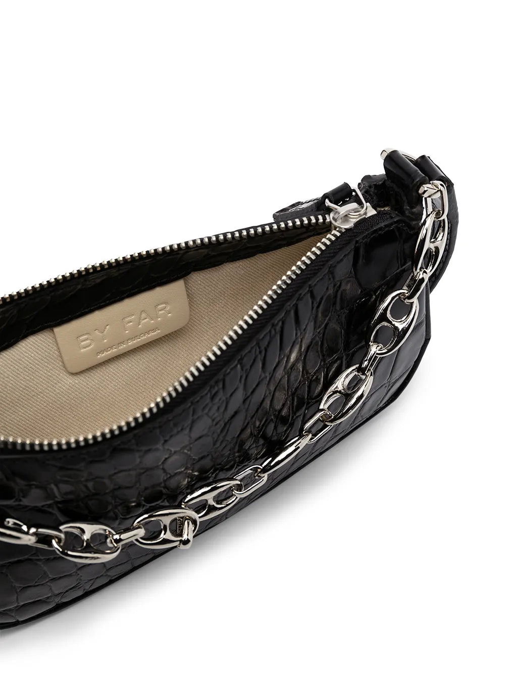 By Far Crocodile Embossed Shoulder Bag
