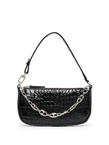 By Far Crocodile Embossed Shoulder Bag