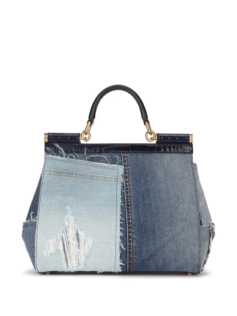 Dolce Gabbana Large Sicily Patchwork Denim Shoulder Bag