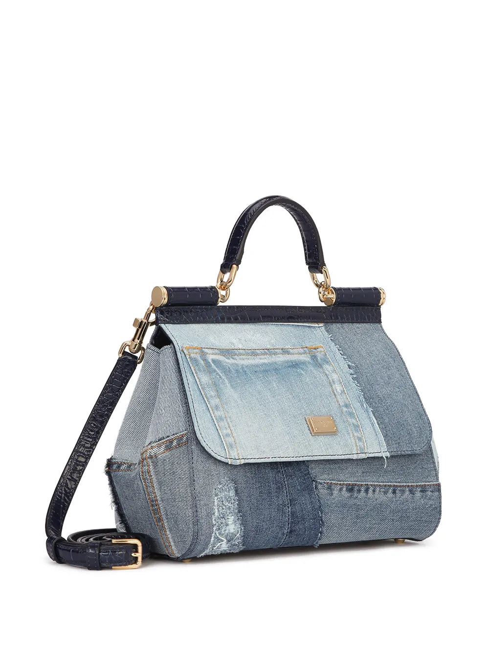 Dolce Gabbana Large Sicily Patchwork Denim Shoulder Bag