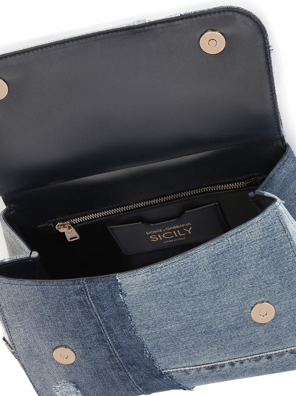 Dolce Gabbana Large Sicily Patchwork Denim Shoulder Bag