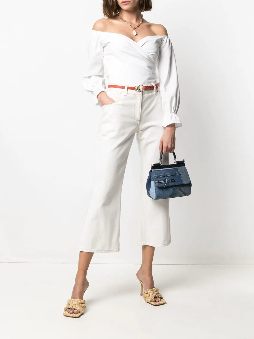 Dolce Gabbana Small Sicily Patchwork Denim Shoulder Bag