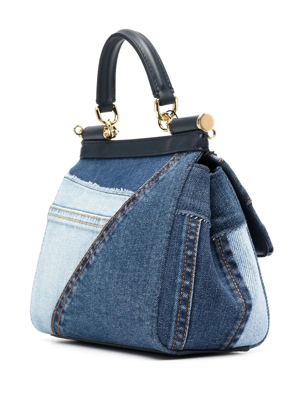 Dolce Gabbana Small Sicily Patchwork Denim Shoulder Bag