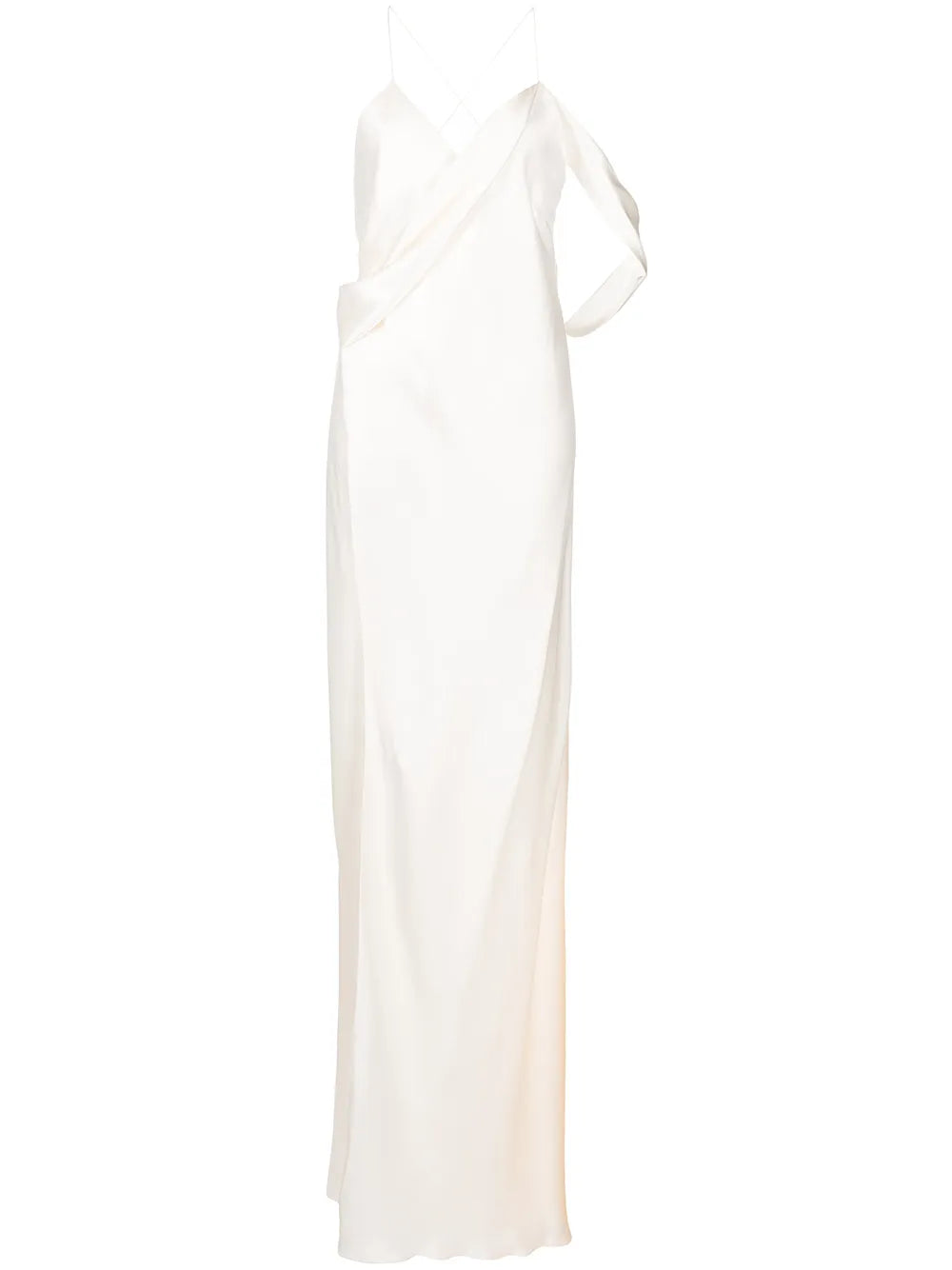 Michelle Mason Silk Wrap Floor Length Gown