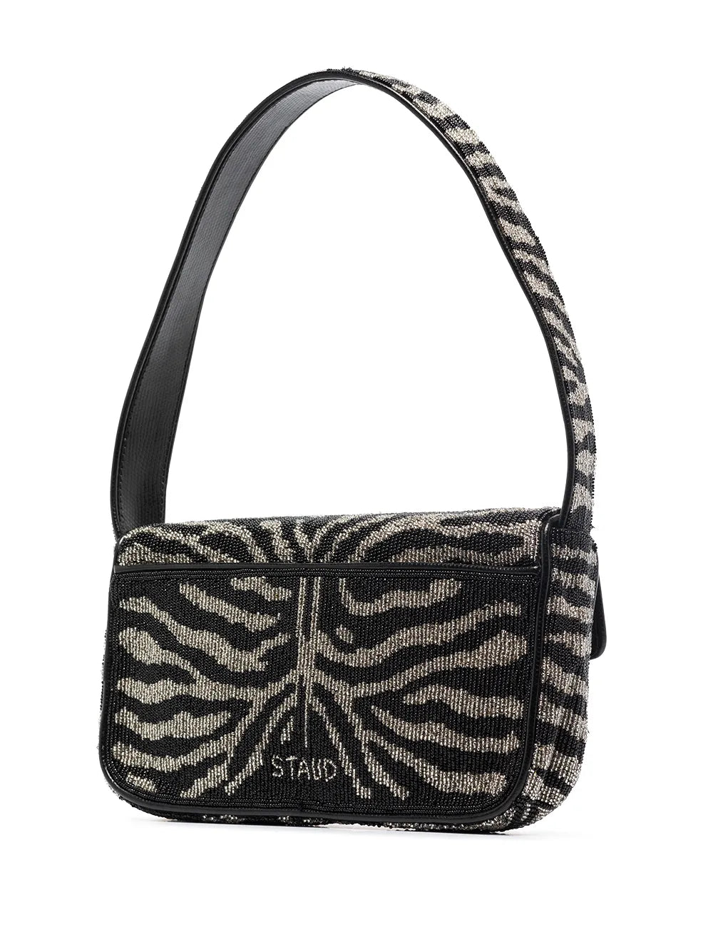 Staud Tommy Beaded Zebra Pattern Shoulder Bag