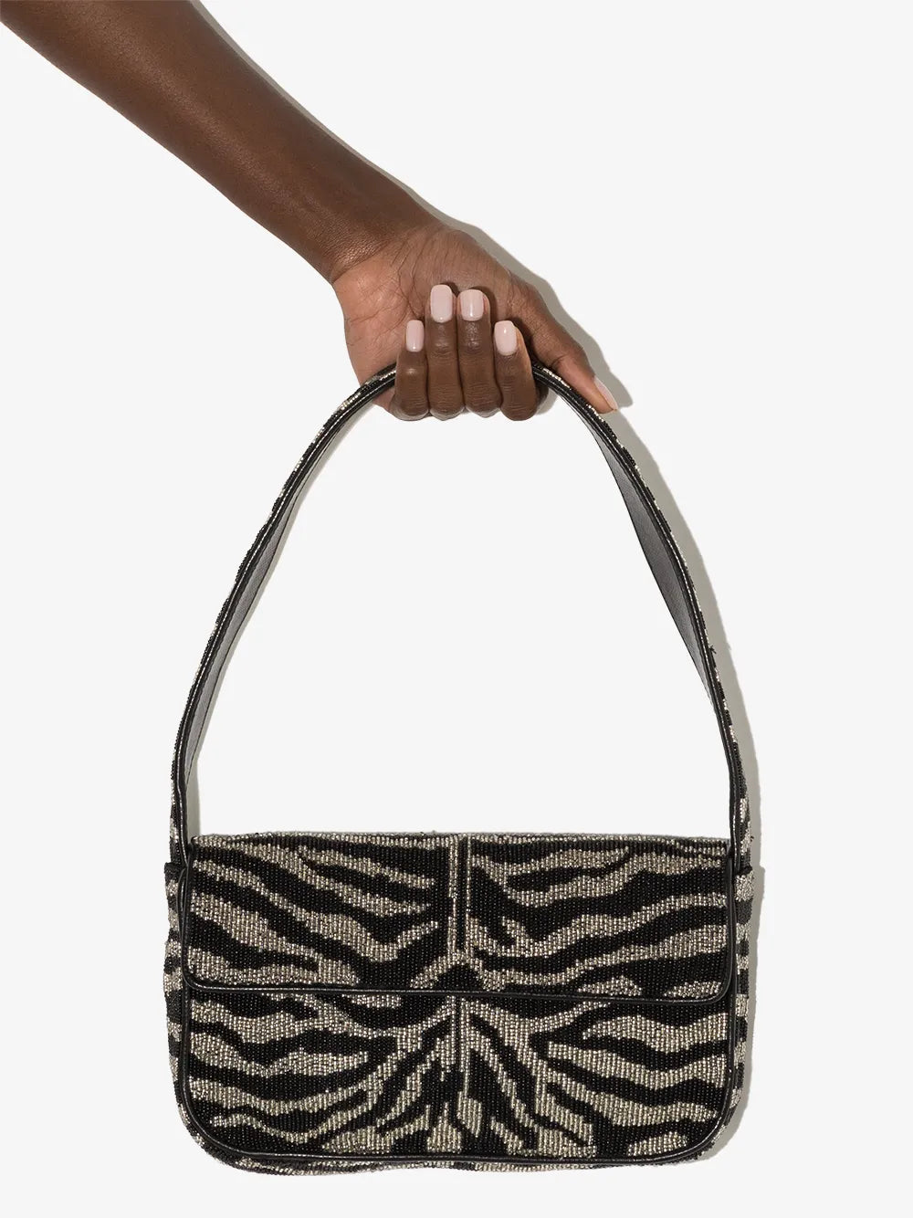 Staud Tommy Beaded Zebra Pattern Shoulder Bag