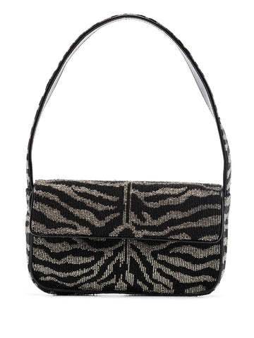 Staud Tommy Beaded Zebra Pattern Shoulder Bag