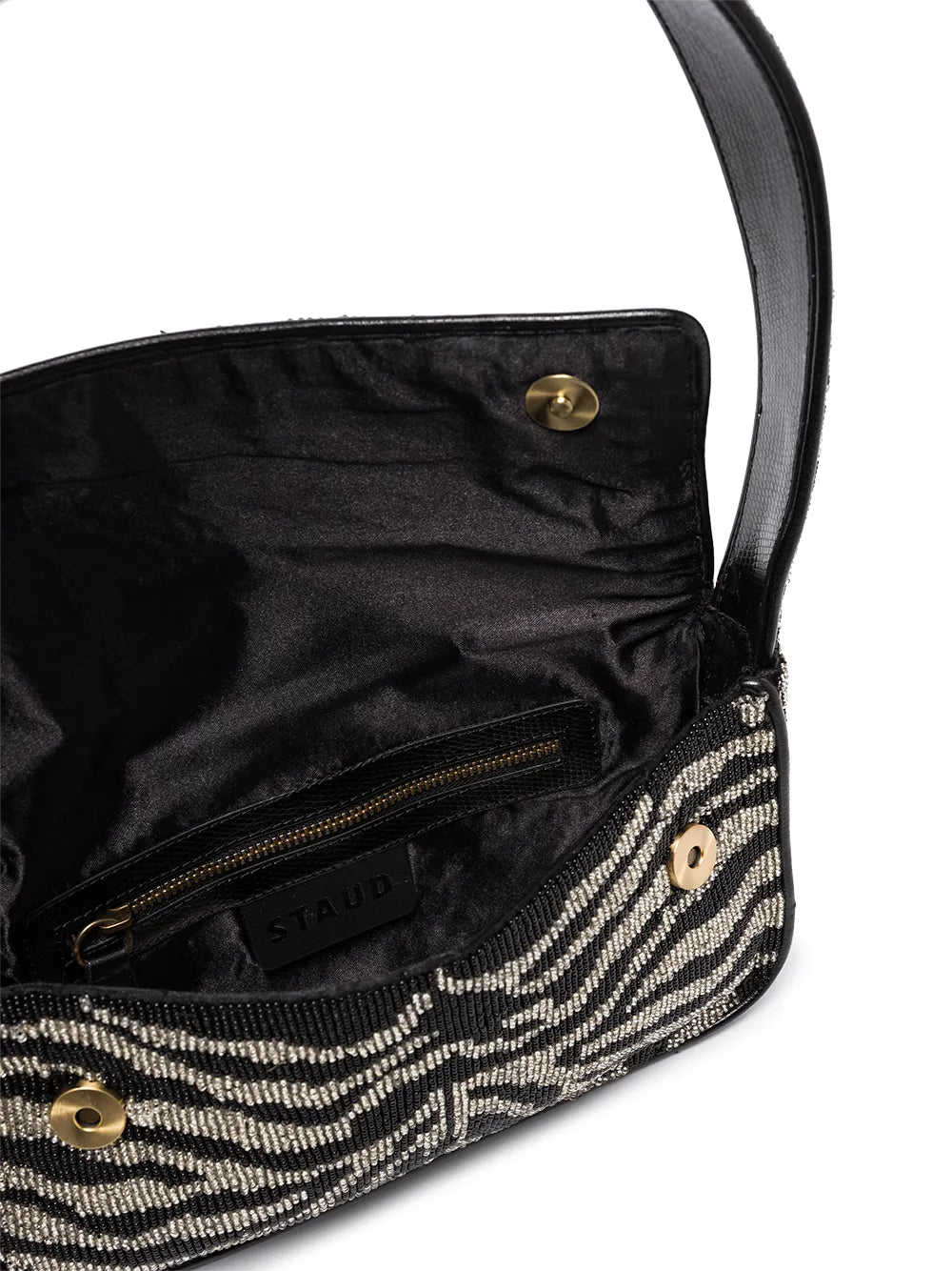 Staud Tommy Beaded Zebra Pattern Shoulder Bag