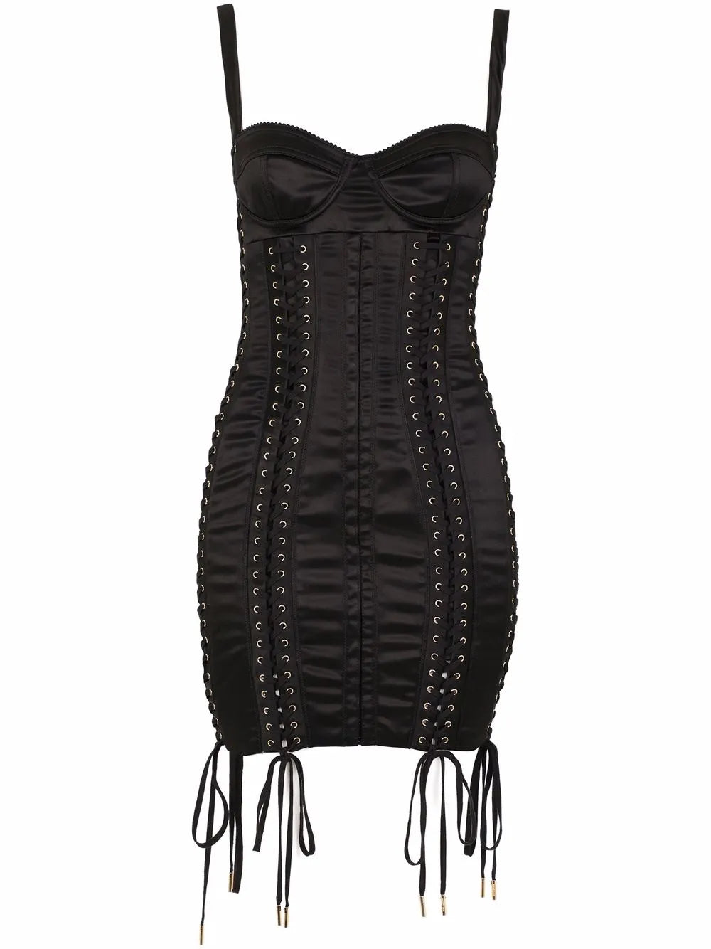 Dolce Gabbana Lace Up Satin Minidress