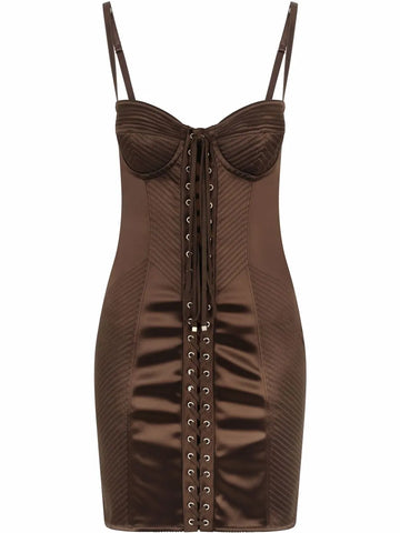 Dolce Gabbana Satin Corset Style Mini Dress