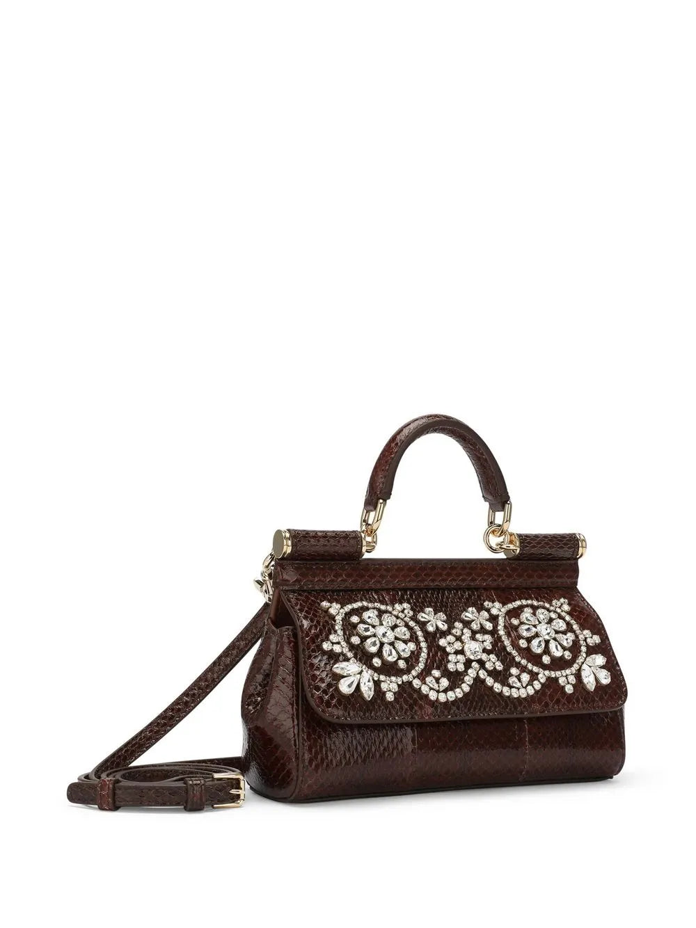 Dolce Gabbana Small Sicily Rhinestone Embellished Top Handle Bag