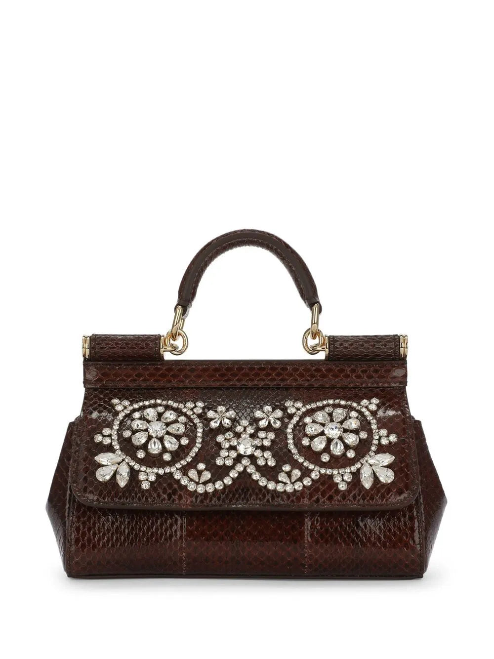 Dolce Gabbana Small Sicily Rhinestone Embellished Top Handle Bag