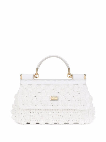 Dolce Gabbana Small Sicily Raffia Top Handle Bag