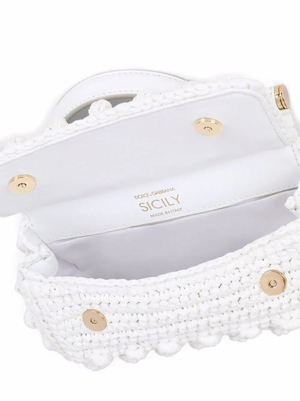 Dolce Gabbana Small Sicily Raffia Top Handle Bag