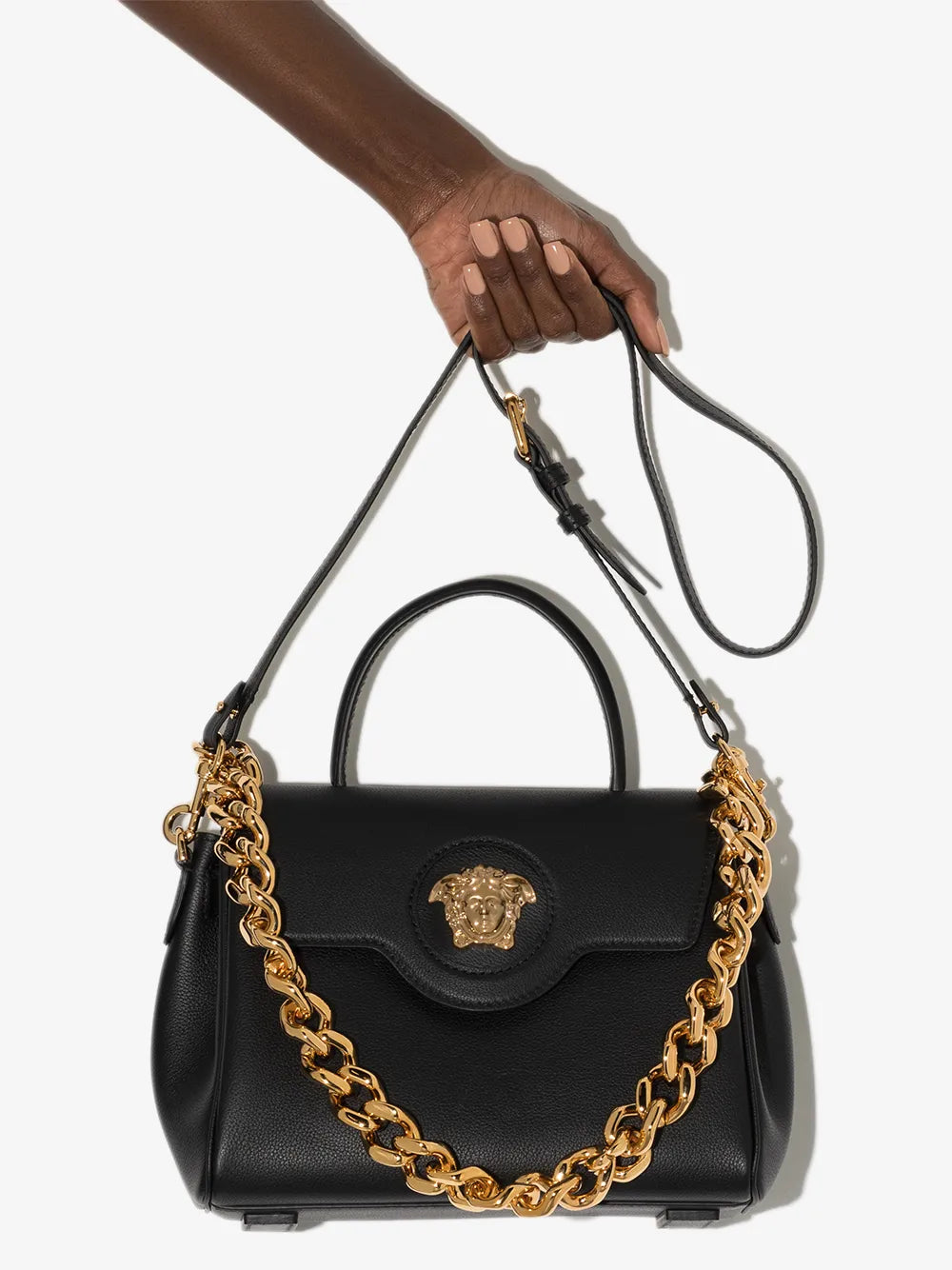 Versace La Medusa Leather Hand Bag