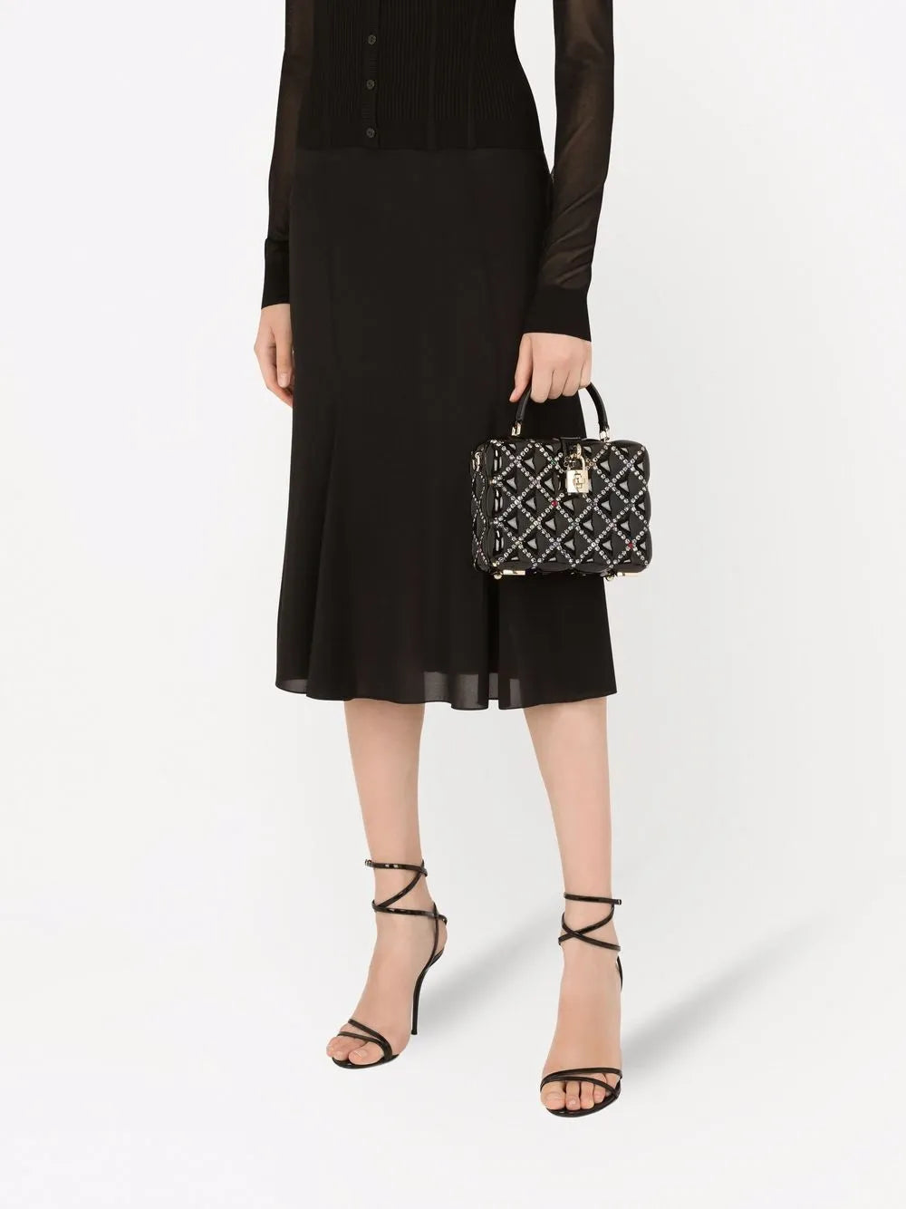 Dolce Gabbana Dolce Box Rhinestone Embellished Top Handle Bag