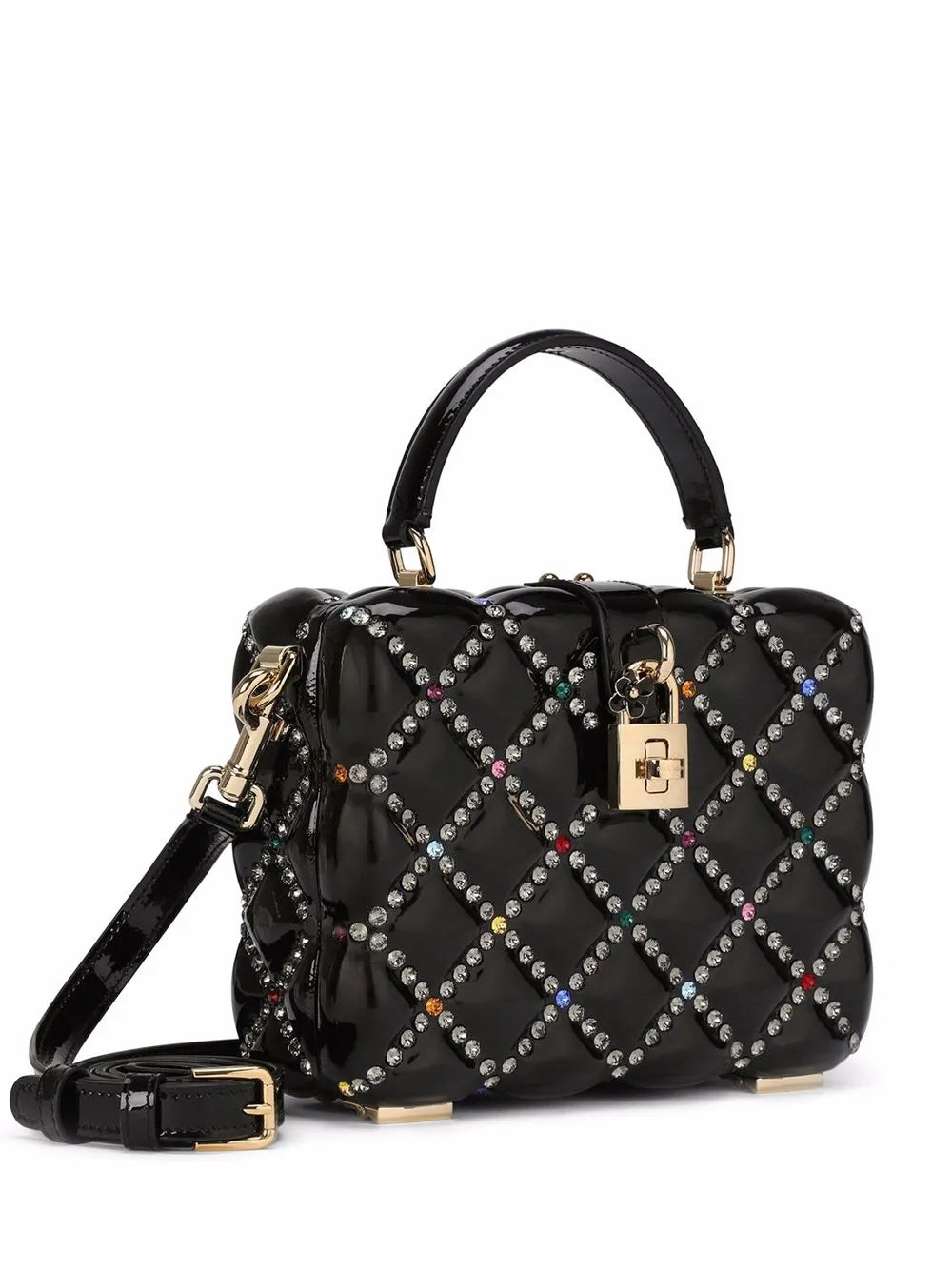 Dolce Gabbana Dolce Box Rhinestone Embellished Top Handle Bag