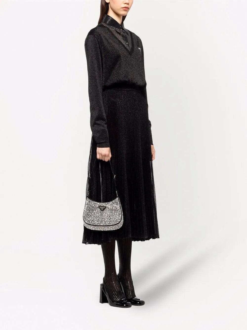 Prada Cleo Crystal Embellished Shoulder Bag