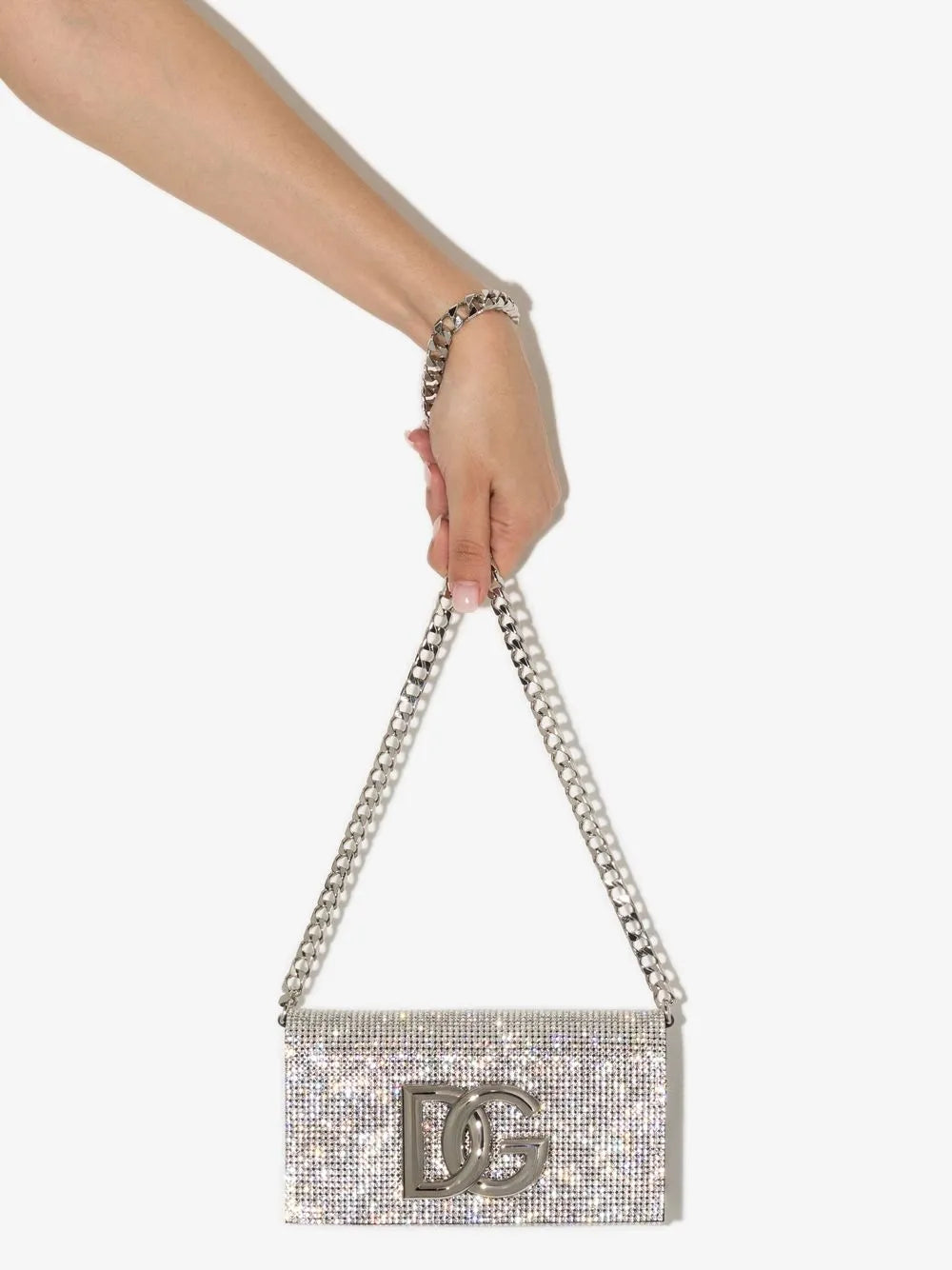 Dolce Gabbana Dg Logo Crystal Embellished Shoulder Bag