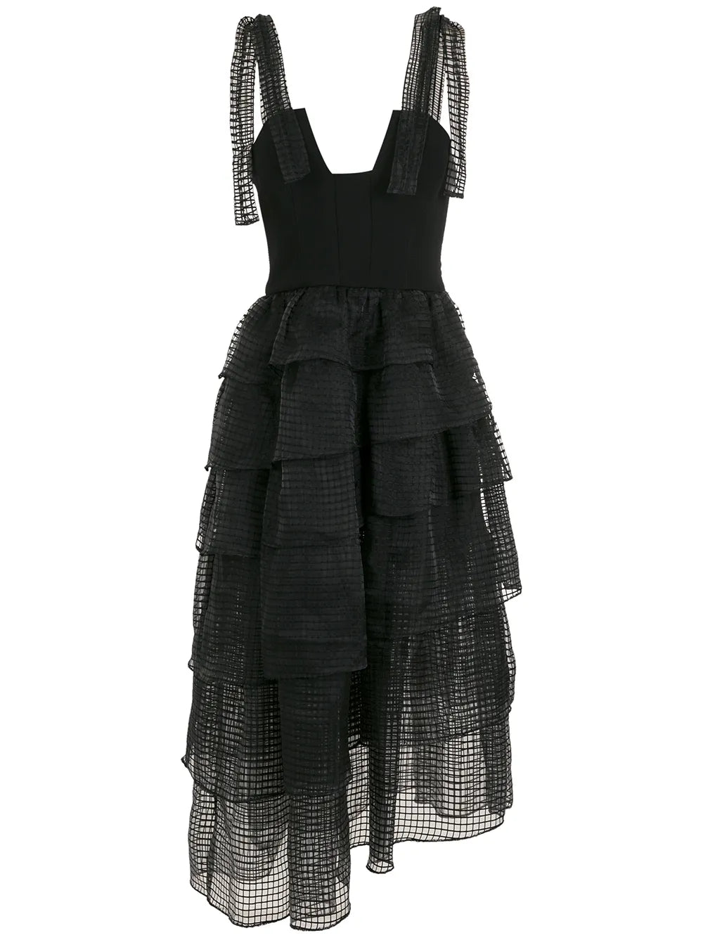 Olympiah Mesh Tiered Bodice Midi Dress