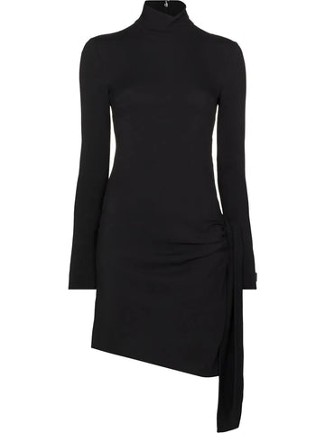 Dolce Gabbana Ruched High Neck Mini Dress