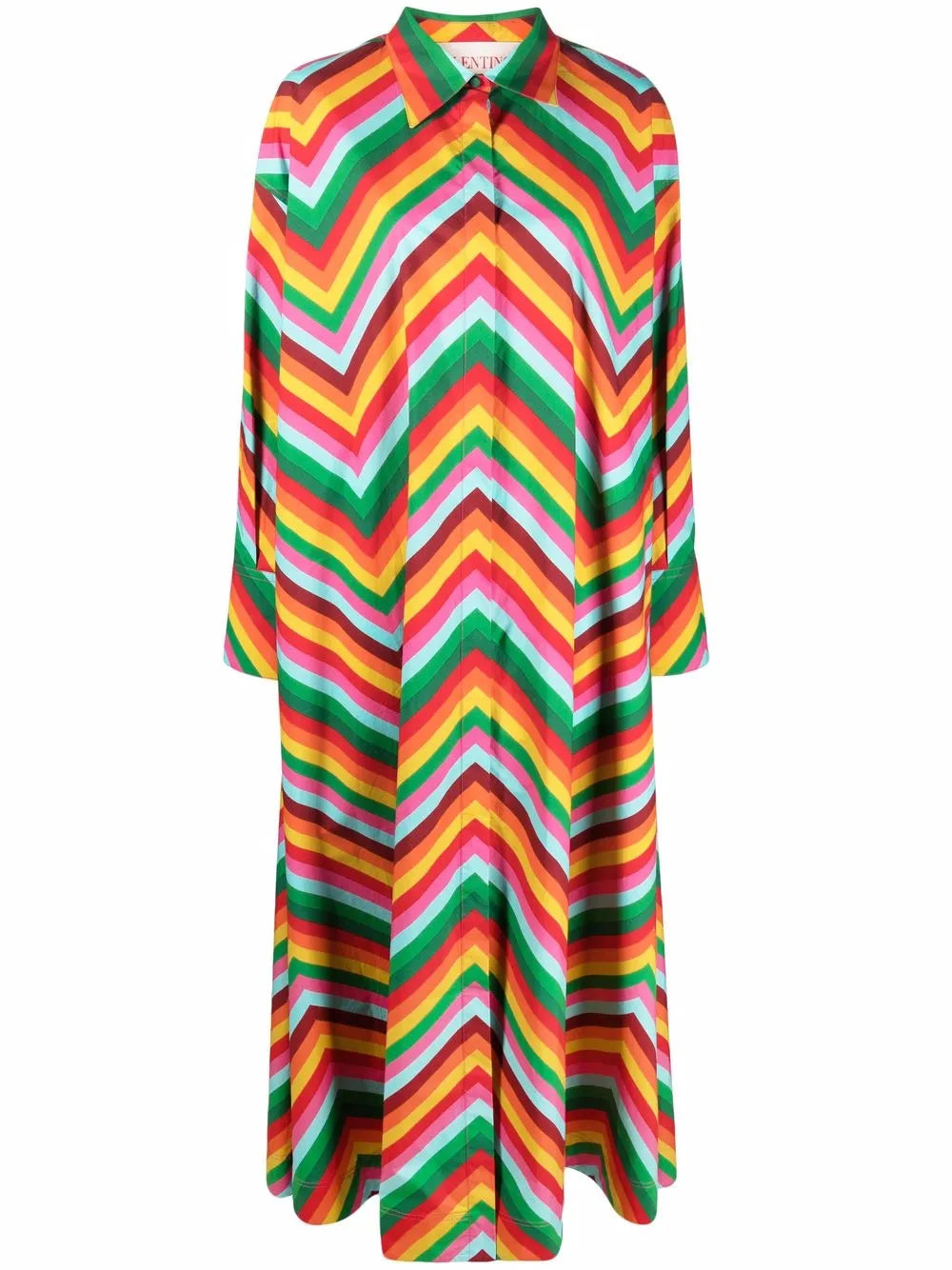 Valentino Garavani Chevron Print Shirt Maxi Dress