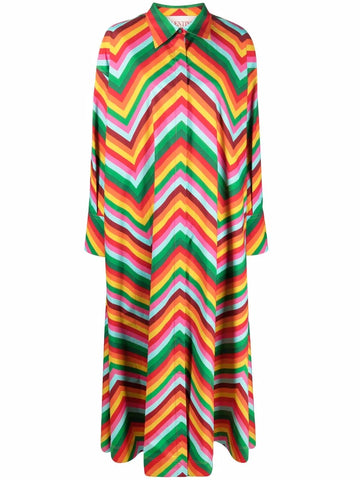 Valentino Garavani Chevron Print Shirt Maxi Dress