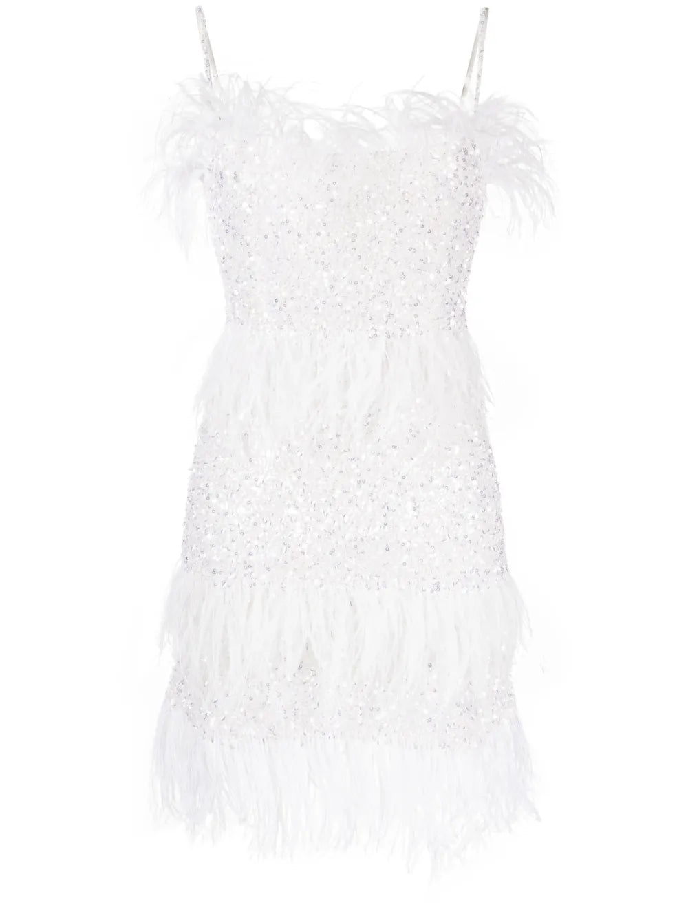 Rachel Gilbert Frenchy Sequin Embellished Feather Minidress