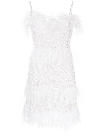Rachel Gilbert Frenchy Sequin Embellished Feather Minidress