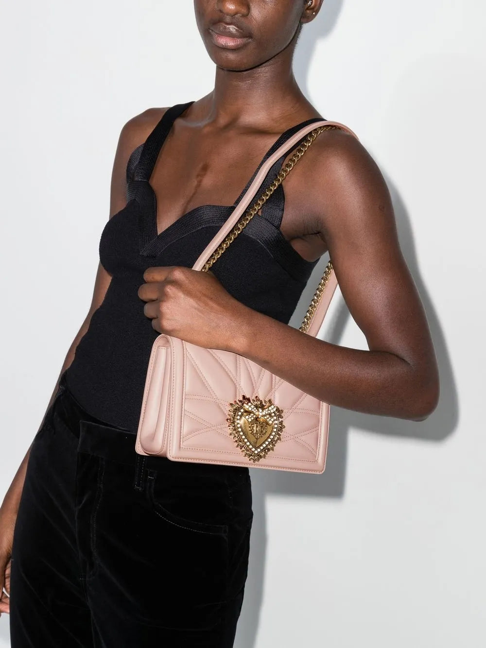 Dolce Gabbana Medium Devotion Quilted Shoulder Bag