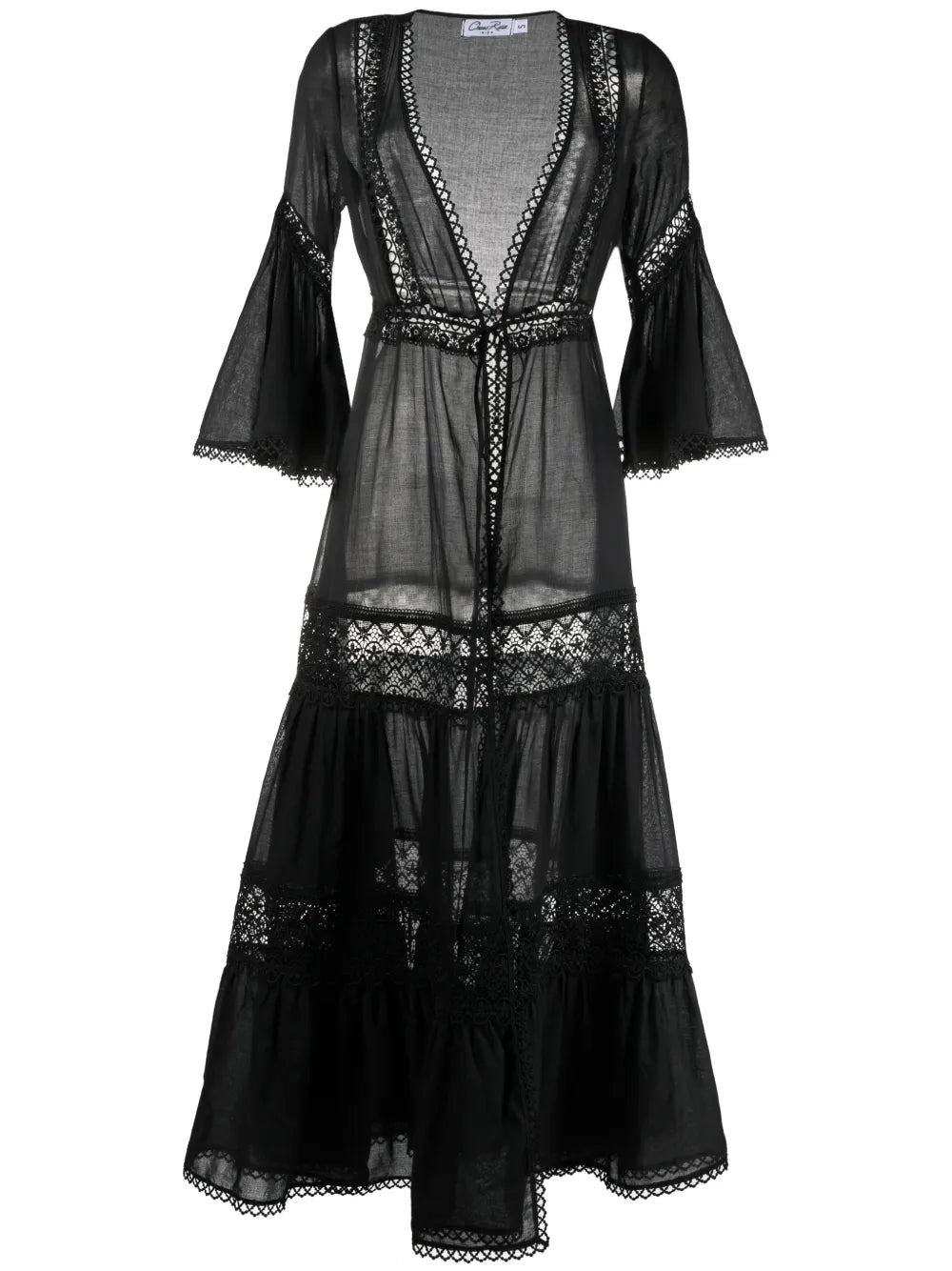 Charo Ruiz Ibiza Floral Lace Embroidered V Neck Dress