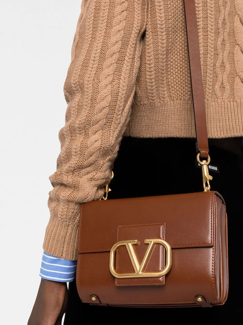 Valentino Garavani Stud Sign Leather Shoulder Bag