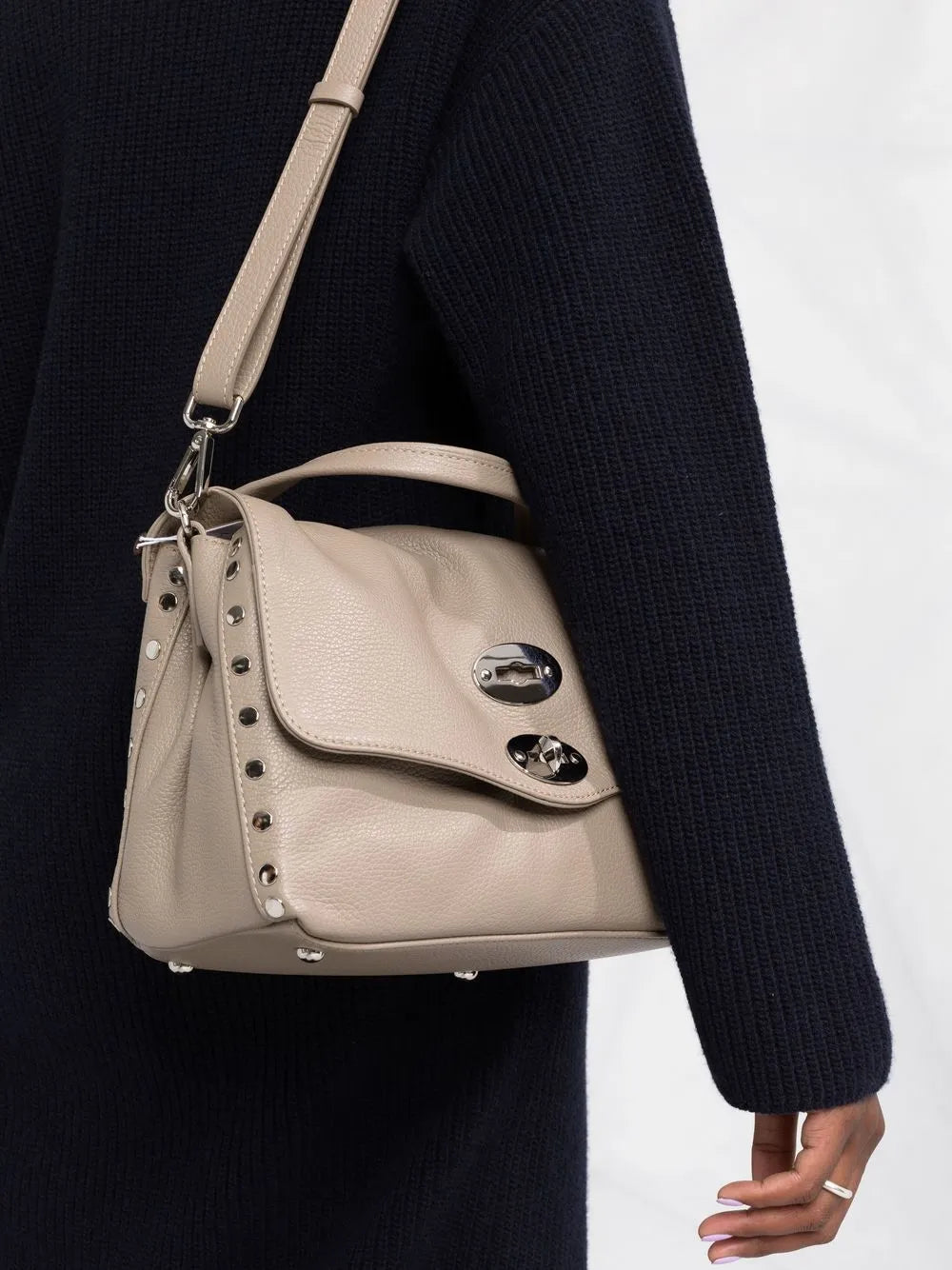 Zanellato Stud Detail Leather Shoulder Bag