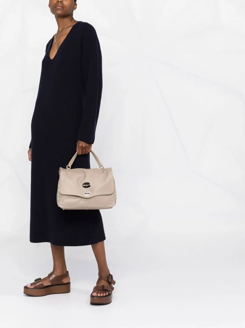 Zanellato Stud Detail Leather Shoulder Bag