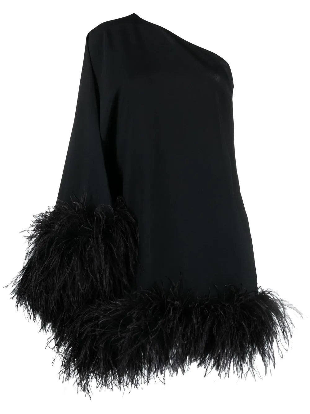 Taller Marmo Piccolo Ubud Feather Trim One Shoulder Dress