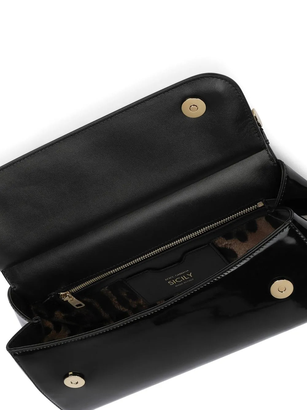 Dolce Gabbana Elongated Sicily Patent Leather Top Handle Bag
