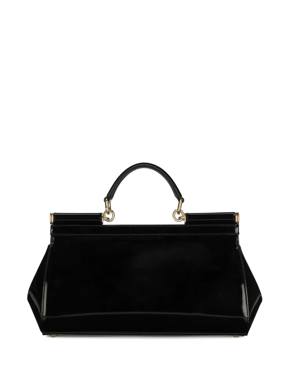 Dolce Gabbana Elongated Sicily Patent Leather Top Handle Bag