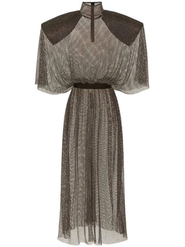 Dolce Gabbana Rhinestone Embellished Mesh Maxi Dress