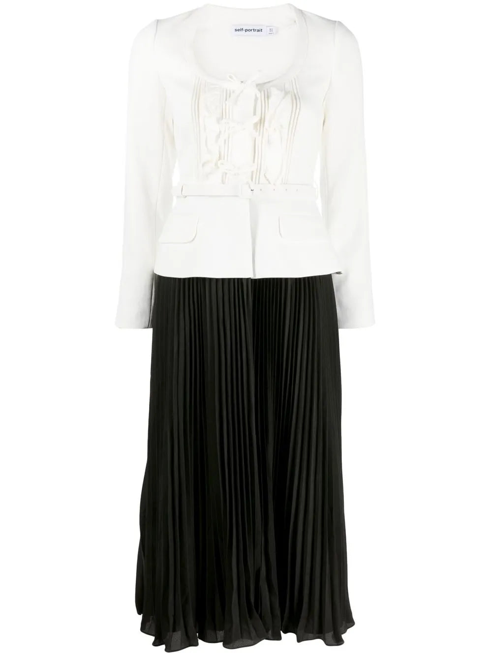 Self Portrait Pleated Skirt Midi Dress