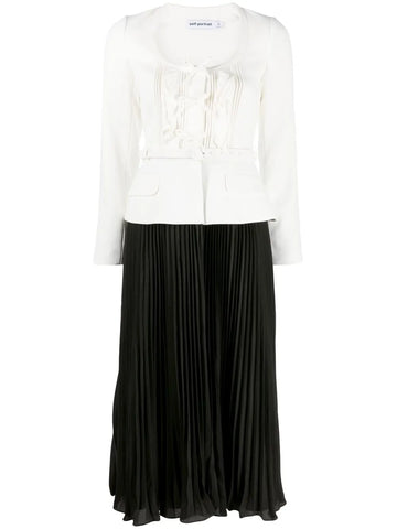 Self Portrait Pleated Skirt Midi Dress