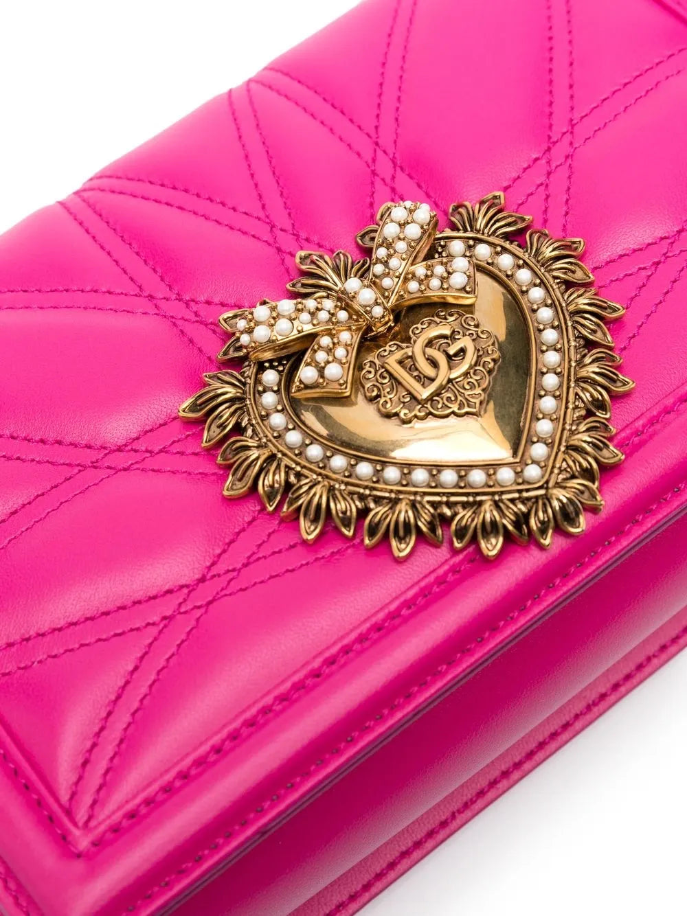 Dolce Gabbana Medium Devotion Quilted Shoulder Bag