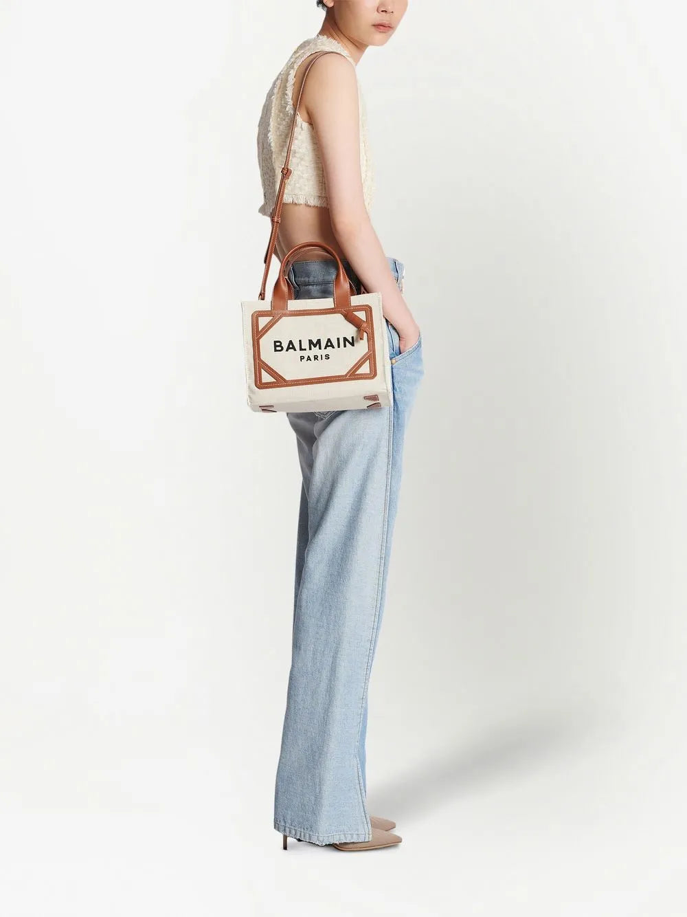 Balmain Small B Army Logo Tote Bag