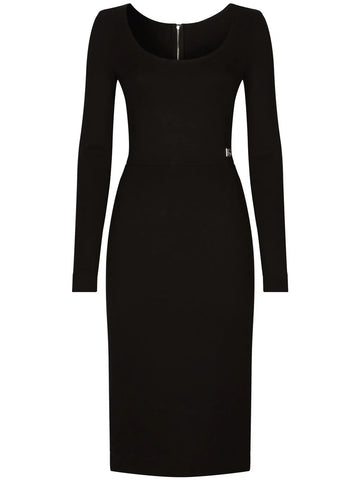 Dolce Gabbana Dg Logo Milano Rib Midi Dress