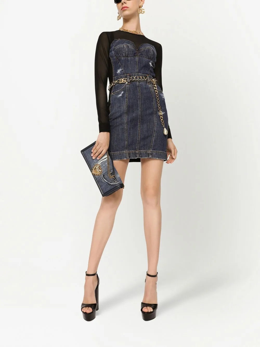 Dolce Gabbana Devotion Patchwork Denim Shoulder Bag