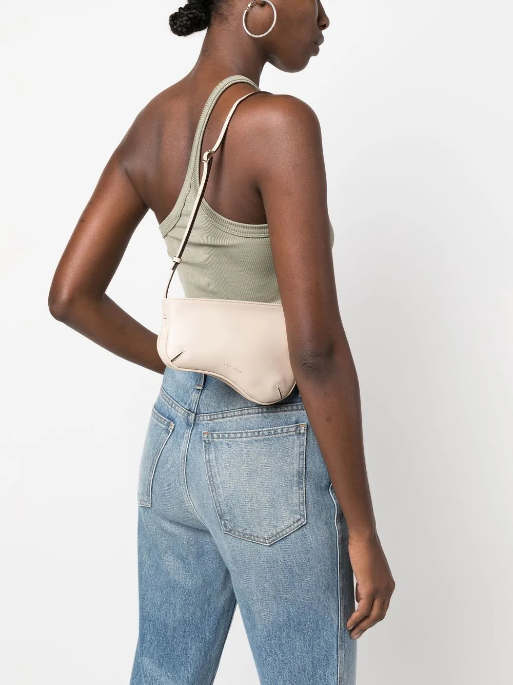 Manu Atelier Logo Detail Leather Shoulder Bag