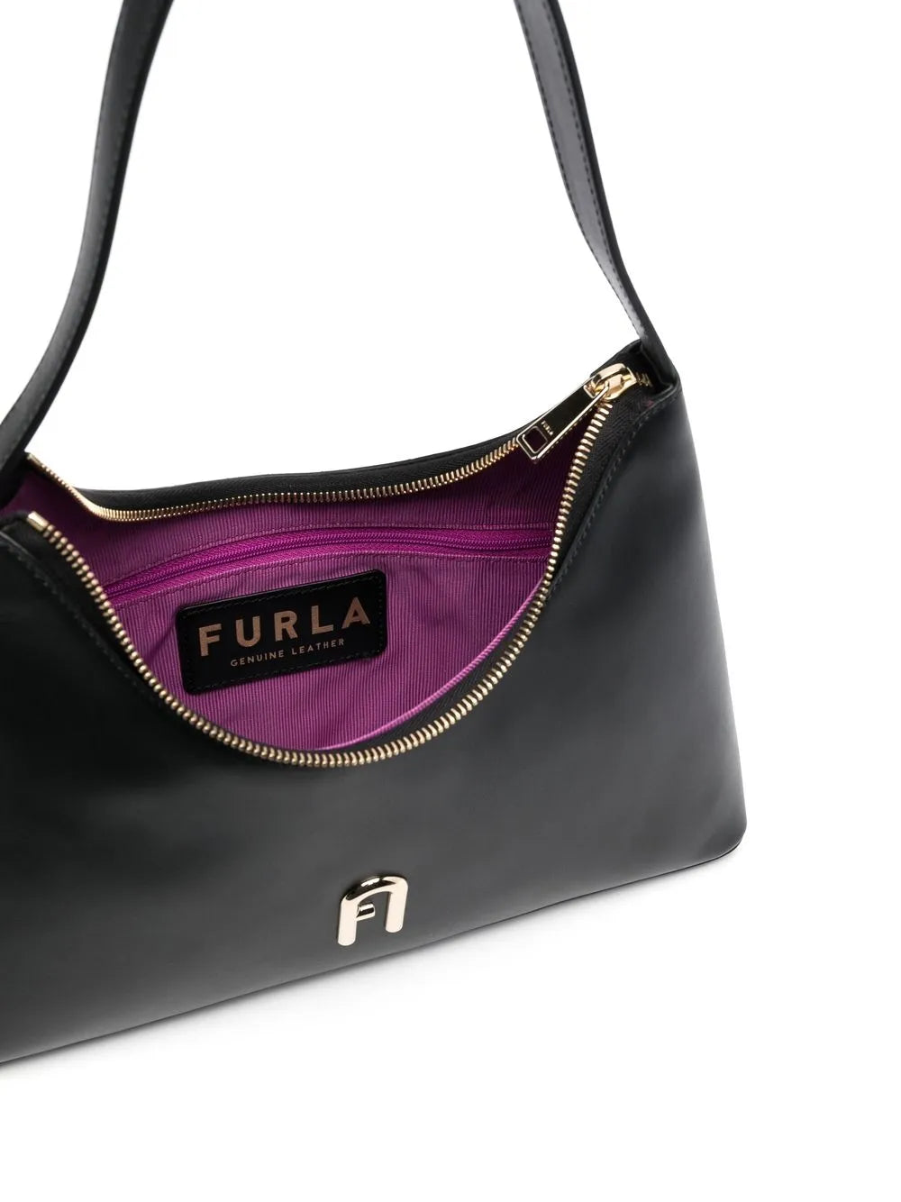 Furla Logo Plaque Leather Shoulder Bag